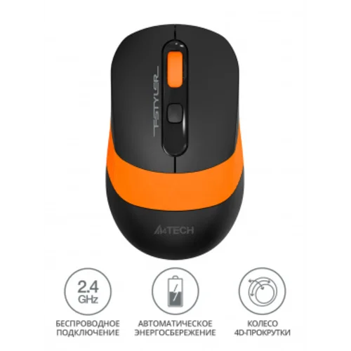 Мышь A4Tech Fstyler FG10 черный/оранжевый оптическая (2000dpi) беспроводная USB (4but) Мышь A4Tech Fstyler FG10 черный/оранжевый оптическая (2000dpi) беспроводная USB (4but)